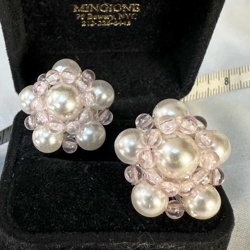 Vintage style pearl bead cluster earrings
